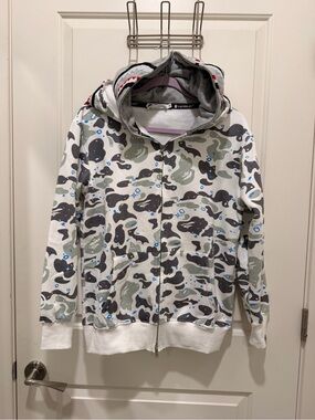 A Bathing Ape Space Camo Glow In The Dark Shark Full
Zip Hoodie Size M
